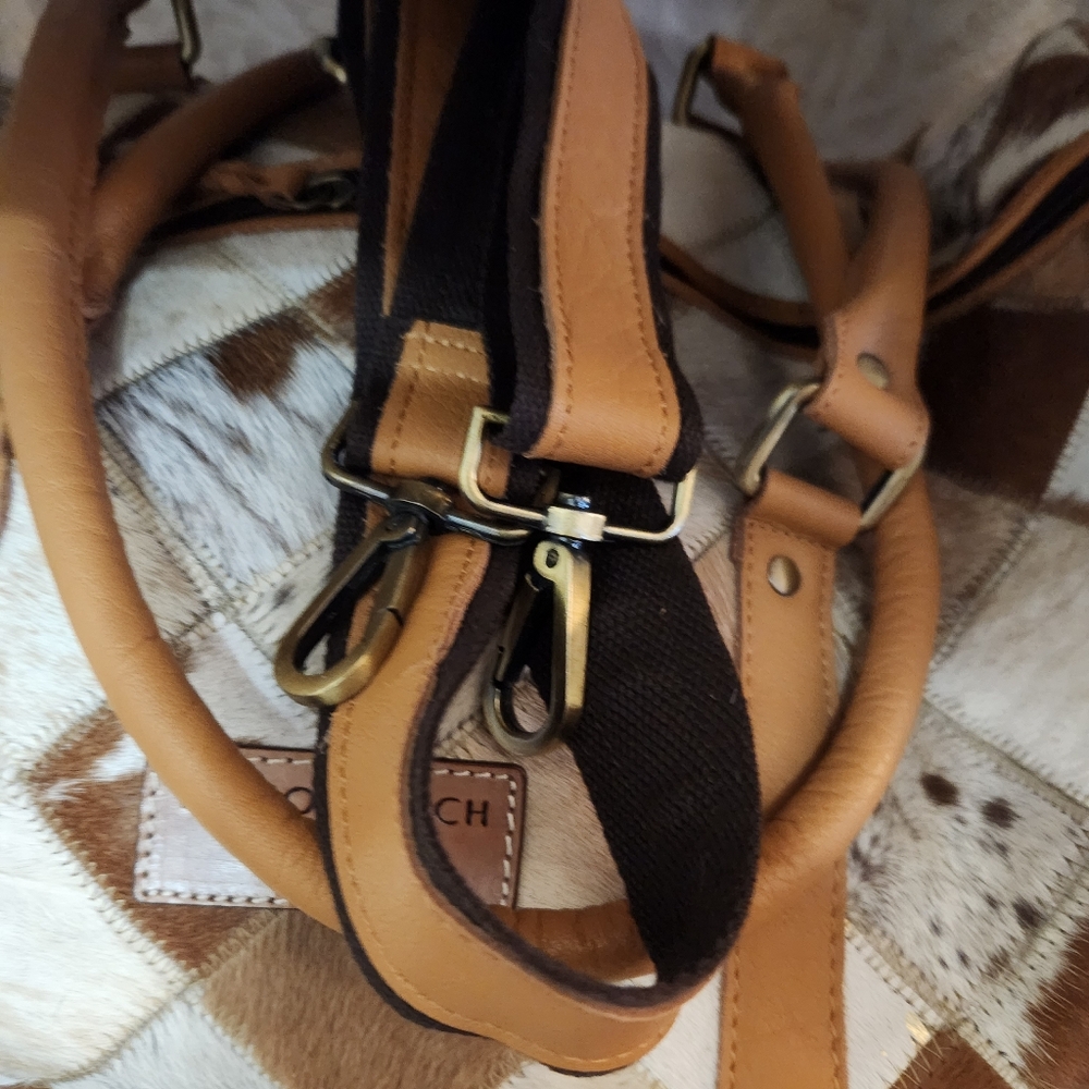 Boho Ranch Luxe Brown Patchwork Cowhide Weekender… - image 11